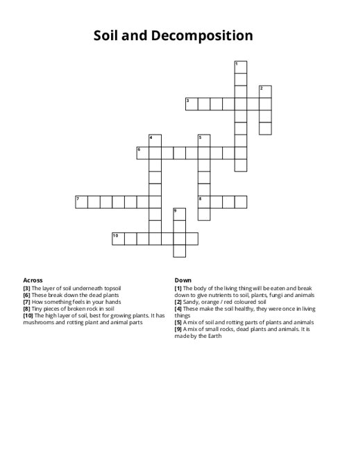 Soil and Decomposition Crossword Puzzle