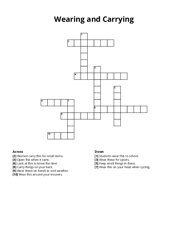 Wearing and Carrying Crossword Puzzle