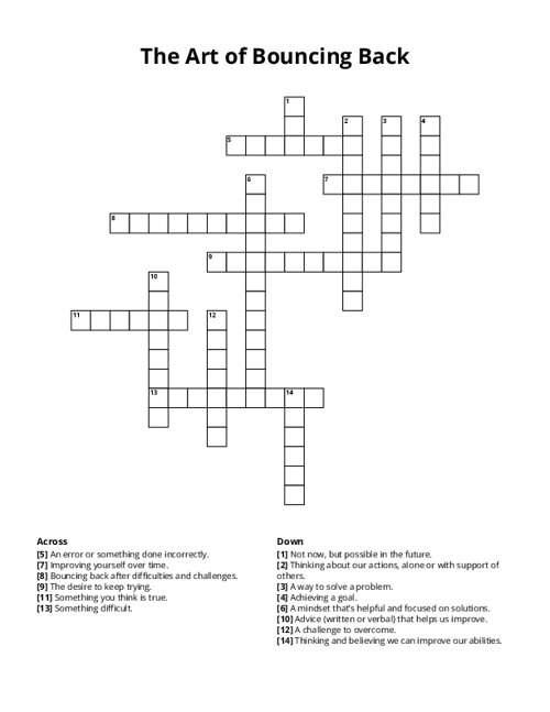 The Art of Bouncing Back Crossword Puzzle