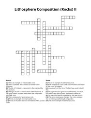 Lithosphere Composition (Rocks) II Crossword Puzzle