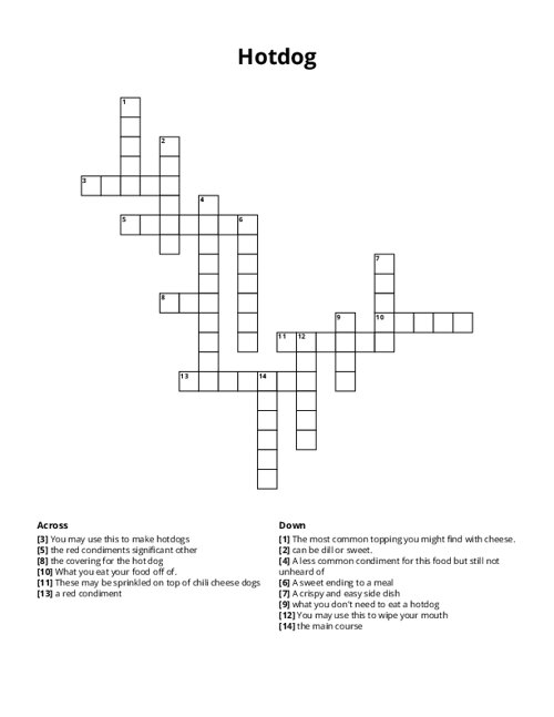 Hotdog Crossword Puzzle
