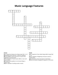 Music Language Features Crossword Puzzle