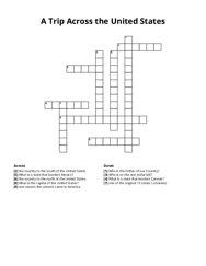 A Trip Across the United States Crossword Puzzle