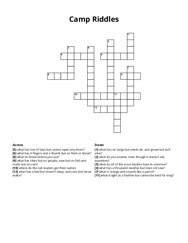 Camp Riddles Crossword Puzzle