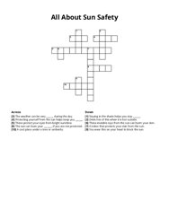 All About Sun Safety Crossword Puzzle
