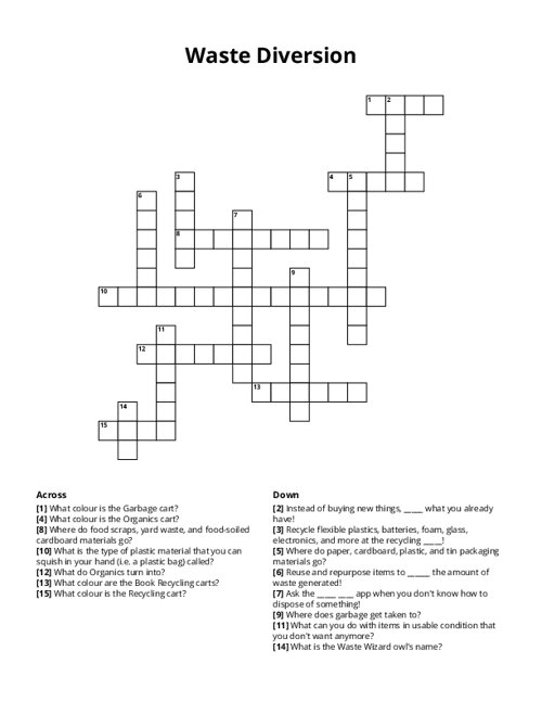 Waste Diversion Crossword Puzzle