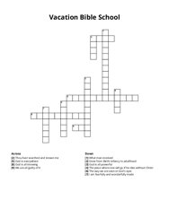 Vacation Bible School Crossword Puzzle