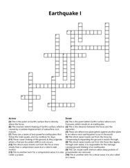 Earthquake I Crossword Puzzle