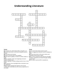Understanding Literature Crossword Puzzle