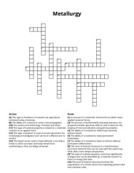 Metallurgy Crossword Puzzle