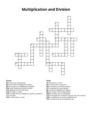 Multiplication and Division Crossword Puzzle