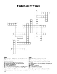Sustainability Vocab crossword puzzle