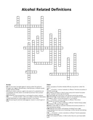 Alcohol Related Definitions Crossword Puzzle