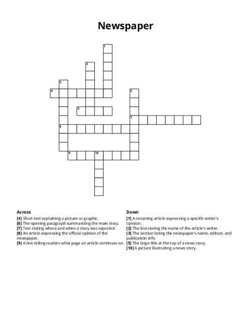 Newspaper Crossword Puzzle