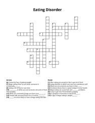Eating Disorder crossword puzzle