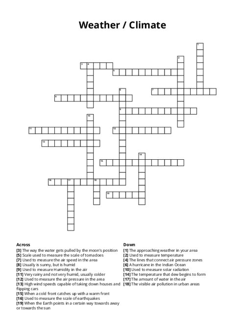 Weather / Climate Crossword Puzzle