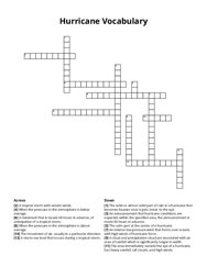Hurricane Vocabulary Crossword Puzzle