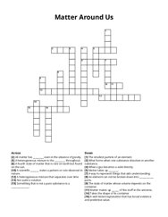 Matter Around Us Crossword Puzzle