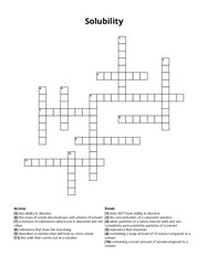 Solubility Crossword Puzzle