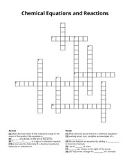 Chemical Equations and Reactions Crossword Puzzle