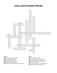 Ionic and Covalent Bonds Crossword Puzzle