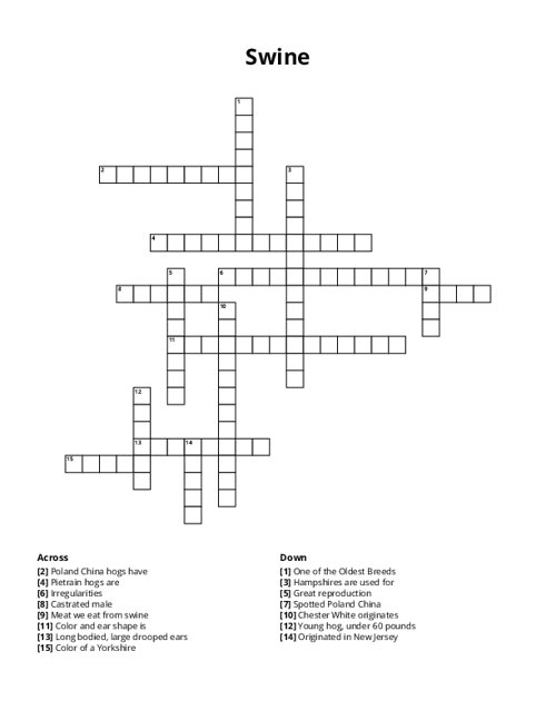 Swine Crossword Puzzle