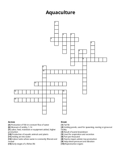 Aquaculture Crossword Puzzle
