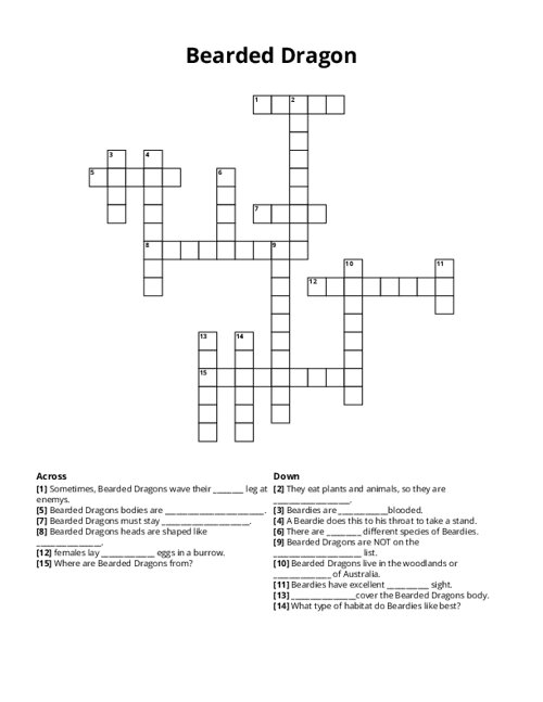 Bearded Dragon Crossword Puzzle