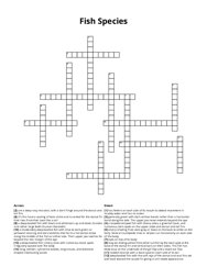Fish Species Crossword Puzzle