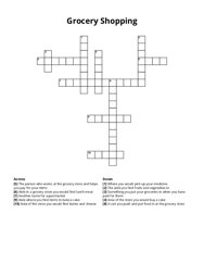 Grocery Shopping Crossword Puzzle