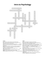 Intro to Psychology Crossword Puzzle