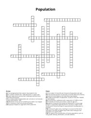 Population Crossword Puzzle