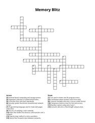Memory Blitz Crossword Puzzle