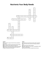 Nutrients Your Body Needs Crossword Puzzle