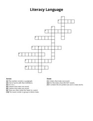 Literacy Language Crossword Puzzle