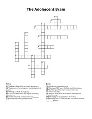 The Adolescent Brain Crossword Puzzle