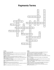 Payments Terms Crossword Puzzle