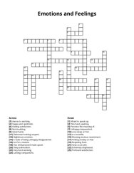 Emotions and Feelings Crossword Puzzle