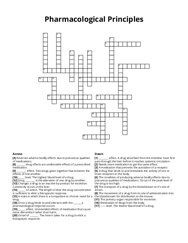 Pharmacological Principles Crossword Puzzle