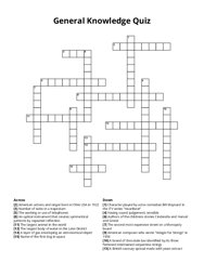 General Knowledge Quiz Crossword Puzzle