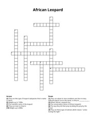African Leopard Crossword Puzzle