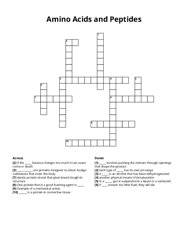 Amino Acids and Peptides Crossword Puzzle