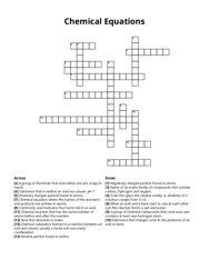 Chemical Equations Crossword Puzzle