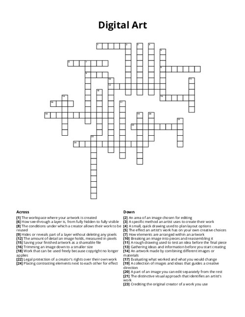 Digital Art Crossword Puzzle