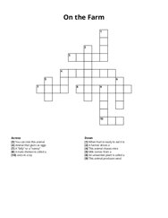 On the Farm Crossword Puzzle