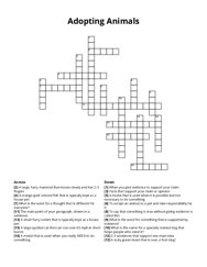 Adopting Animals Crossword Puzzle