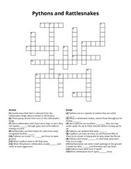 Pythons and Rattlesnakes Crossword Puzzle