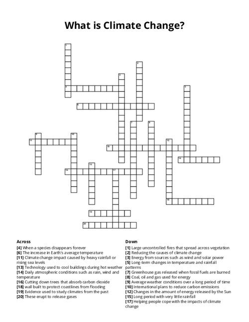 What is Climate Change? Crossword Puzzle
