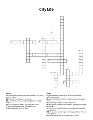 City Life Crossword Puzzle