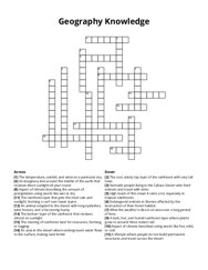 Geography Knowledge Crossword Puzzle